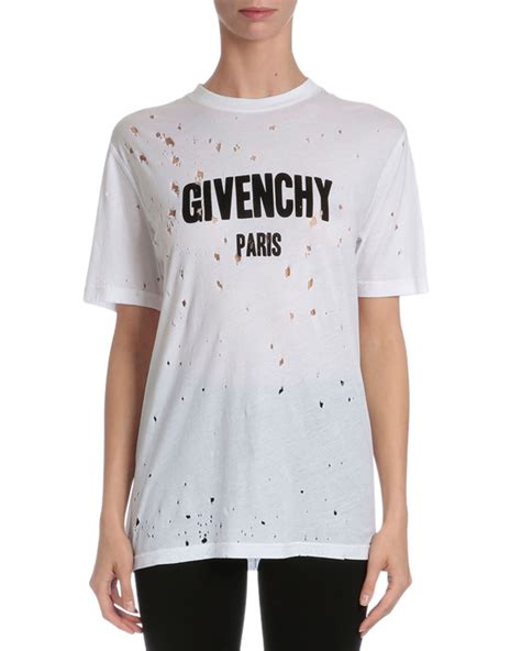 givenchy distressed logo tee in white|Givenchy paris tees.